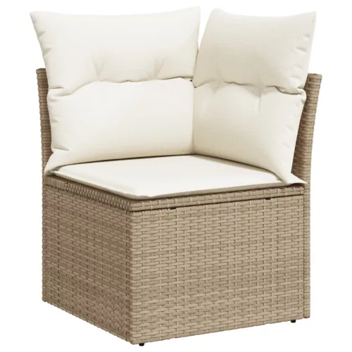  8 Részes Kerti Kanapé Szett Párnákkal Bézs Poli Rattan