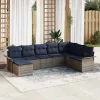  Kerti Kanapé Szett párnával 8 pcs Világosszürke Poli rattan