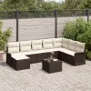  8 Darabos Kert Kanapé Szett Párnákkal Szürke Poly Rattan