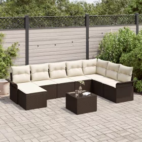    8 Darabos Kert Kanapé Szett Párnákkal Szürke Poly Rattan