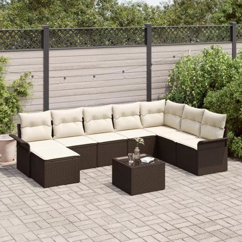  8 Darabos Kert Kanapé Szett Párnákkal Szürke Poly Rattan