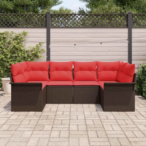  Kerti Kanapé Szett tárolóval 6 pcs Barna Poli rattan