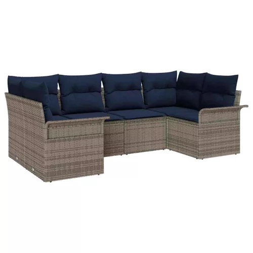  Kerti Kanapé Szett tárolóval 6 pcs Szürke Poli rattan