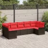  Kerti Kanapé Szett tárolóval 7 pcs Barna Poli rattan