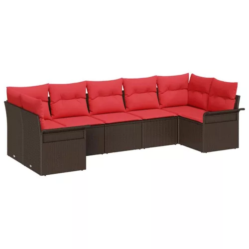  Kerti Kanapé Szett tárolóval 7 pcs Barna Poli rattan