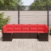  Kerti Kanapé Szett tárolóval 7 pcs Barna Poli rattan