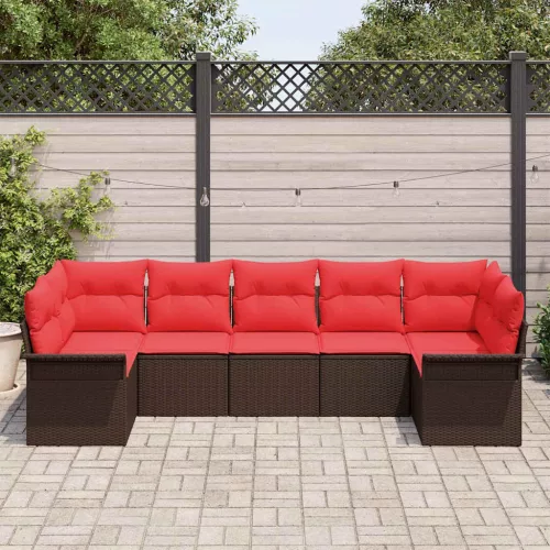  Kerti Kanapé Szett tárolóval 7 pcs Barna Poli rattan