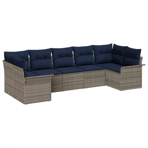  Kerti Kanapé Szett tárolóval 7 pcs Szürke Poli rattan