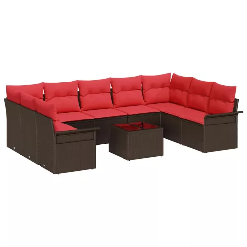 Kerti Kanapé Szett párnával tárolóval 10 pcs Barna Poli rattan