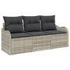  3 darabos kerti kanapészett párnákkal Világosszürke Poli Rattan