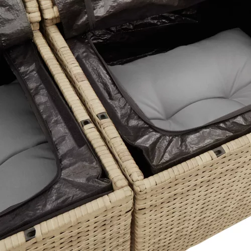  8 Darabos Kerti Kanapé Szett Párnákkal Bézs Poli Rattan