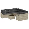  9 Darabos Kert Sofa Szett Párnákkal Világosszürke Poli Rattan