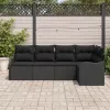  5 darabos kerti kanapé szett, párnákkal, fekete poly rattan