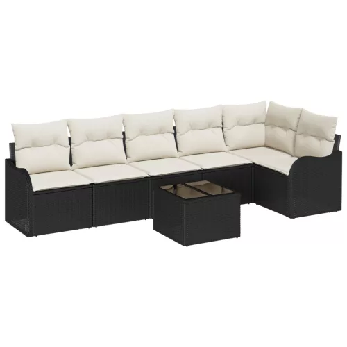  6 darabos Kert Sofa Szett Párnákkal Barna Poli Rattan