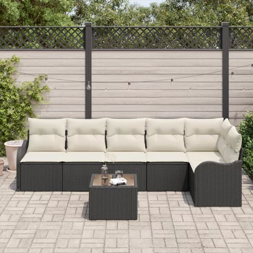  6 darabos Kert Sofa Szett Párnákkal Barna Poli Rattan