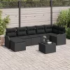  Kerti Kanapé Szett párnával 8 pcs Fekete Poli rattan
