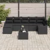  Kerti Kanapé Szett párnával 8 pcs Fekete Poli rattan