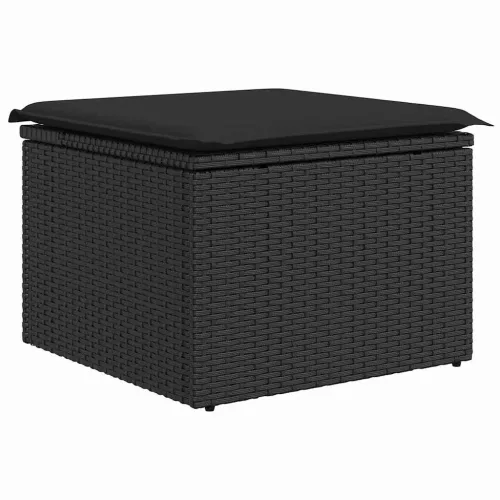  Kerti Kanapé Szett párnával 8 pcs Fekete Poli rattan