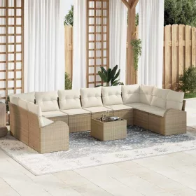    Kanapé Szett párnával tárolóval 11 pcs Beige és krém polirattan