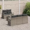  6 Részes Kerti Sofa Szett Párnákkal Szürke Polirattan
