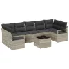  8 darabos Kerti Sofa Szett Párnákkal Világosszürke Poli Rattan