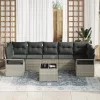  8 darabos Kerti Sofa Szett Párnákkal Világosszürke Poli Rattan