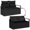  9 darabos Kerti Kanapé Garnitúra Párnákkal Fekete Poli Rattan