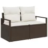  5 Darabos Kert Kanapé Szett Párnákkal Barna Poli Rattan