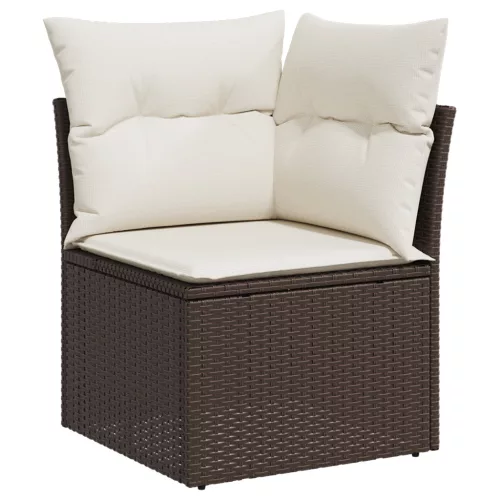 4 darabos kerti kanapé szett párnákkal barna poli rattan