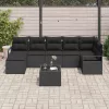  Kanapé Szett párnával tárolóval 8 pcs Fekete polirattan