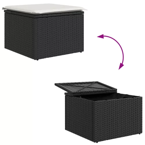  4 darabos kertibútor szett párnákkal fekete poli rattan