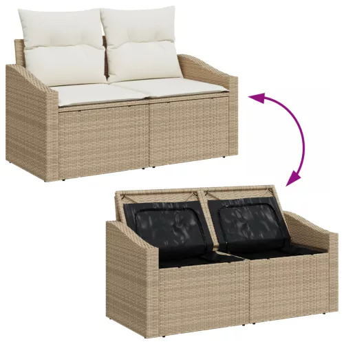  4 részes kertiszófa szett párnákkal - Bézs poly rattan