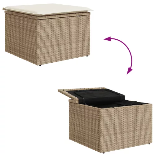  4 részes kertiszófa szett párnákkal - Bézs poly rattan