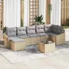  Kerti Kanapé Szett 8 pcs Beige és Világosszürke polirattan