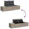  8 darabos kerti sofa készlet párnákkal világosszürke polirattan
