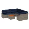  Kerti Kanapé Szett 9 pcs Szürke és sötétkék polirattan