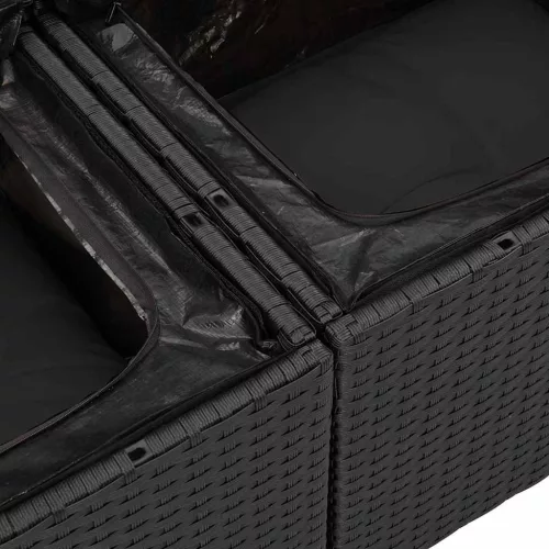  Kerti Kanapé Szett tárolóval 9 pcs Fekete polirattan