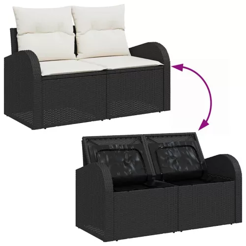  Kerti Kanapé Szett 5 pcs Fekete, fehér