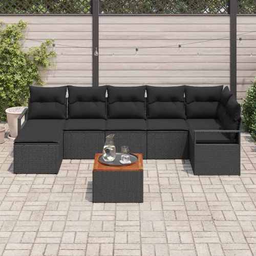  Kerti Kanapé Szett tárolóval 8 pcs Fekete polirattan