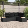  Kerti Kanapé Szett párnával tárolóval 4 pcs Fekete Polyrattan