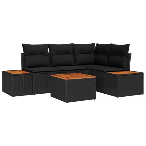  Kerti Kanapé Szett párnával tárolóval 4 pcs Fekete Polyrattan
