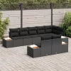  Kerti Kanapé Szett párnával tárolóval 8 pcs Fekete Polyrattan