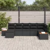  Kerti Kanapé Szett párnával tárolóval 8 pcs Fekete Polyrattan