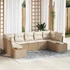  Kerti Kanapé Szett párnával 7 pcs Beige és krém Polyrattan