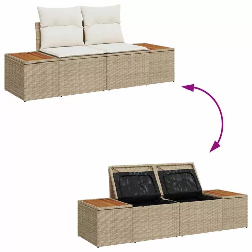  Kerti Kanapé Szett párnával 7 pcs Beige és krém Polyrattan