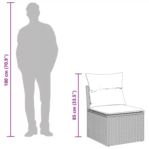  Kerti Kanapé Szett párnával tárolóval 5 pcs Fekete Poli rattan