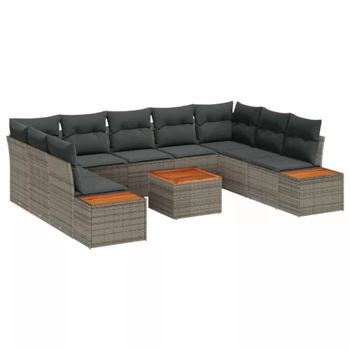  Kerti Kanapé Szett párnával tárolóval 5 pcs Szürke Polyrattan