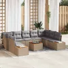  Kerti Kanapé Szett 5 pcs Beige és Világosszürke Polyrattan