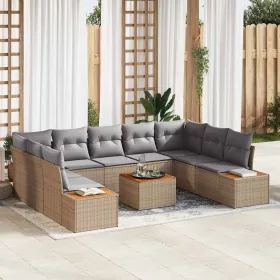    Kerti Kanapé Szett 5 pcs Beige és Világosszürke Polyrattan