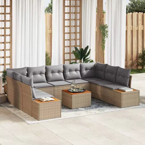 Kerti Kanapé Szett 5 pcs Beige és Világosszürke Polyrattan